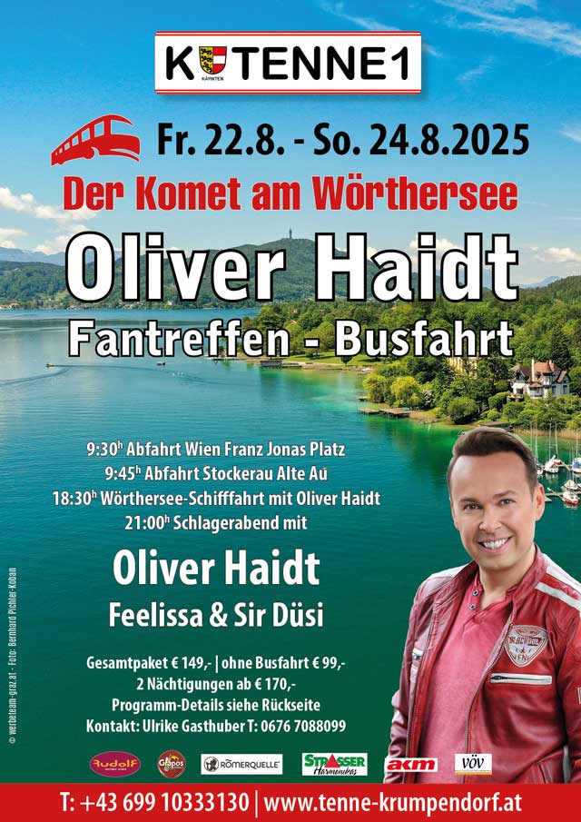 Busfahrt zum Oliver Haidt Fantreffen am Wörthersee 2025 Busfahrt zum Oliver Haidt Fantreffen am Wörthersee 2025