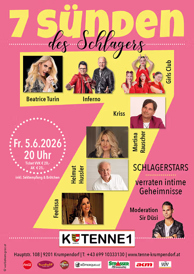 Sieben Sünden des Schlagers Tenne Krumpendorf